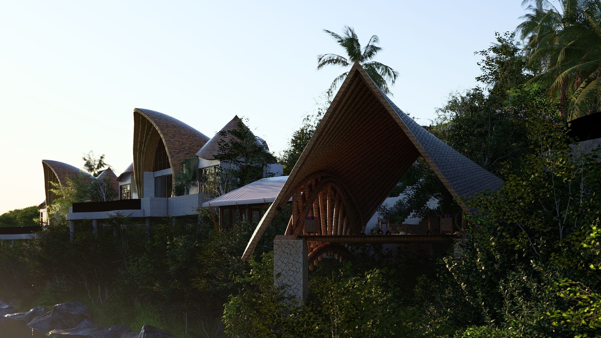 The yoga shala at dusk